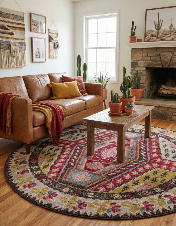 Detail image of  8' x 8'  Washable Mesa Round Rug