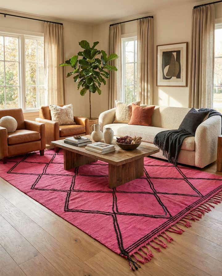 7' x 9' 6 Hand Knotted Moroccan Wool Rug