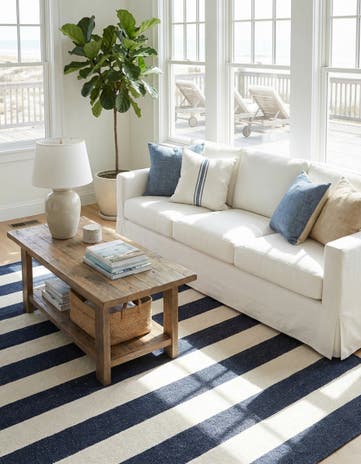 Nautical Navy Hand Woven Jill Zarin Hamptons Rug
