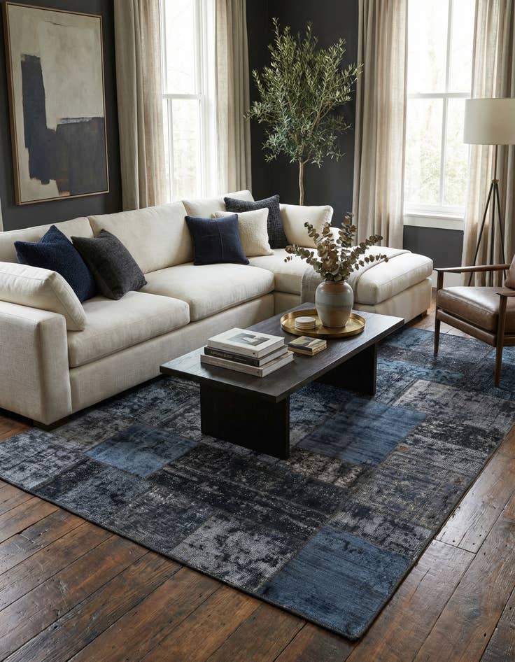 Detail image of 5' 8 x 8'  Hand Knotted Ultra Vintage Persian Wool Rug