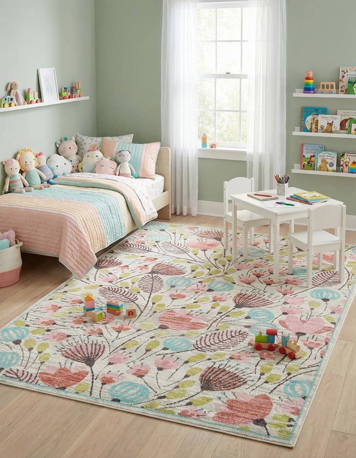 Detail image of 9' x 12' Flowers Whimsy Kids Rug