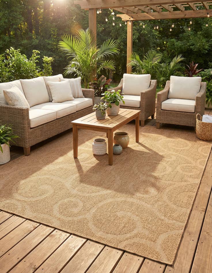 Detail image of 8' x 11' 4  Washable Botanical Indoor / Outdoor Rug