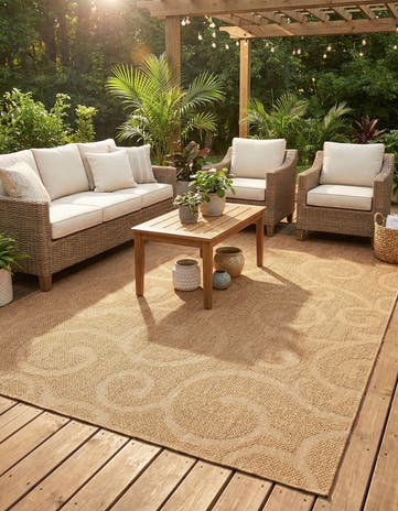 8' x 11' 4 Easy-Clean Botanical Indoor / Outdoor Rug