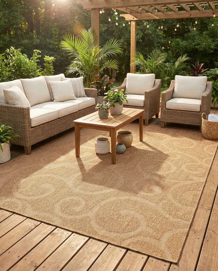 8' x 11' 4 Easy-Clean Botanical Indoor / Outdoor Rug