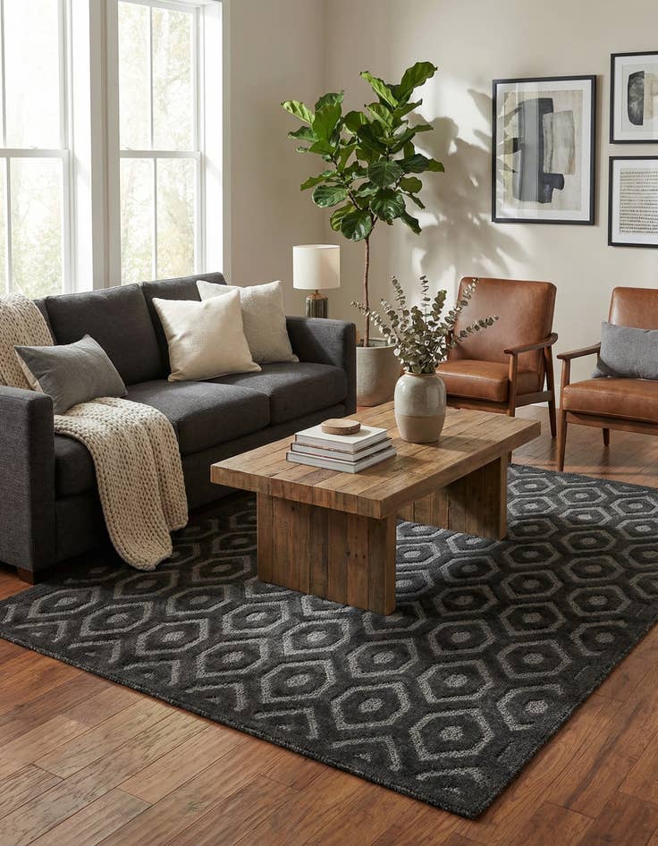 Detail image of  6' x 9'  Washable Trellis Textured Indoor / Outdoor Rug