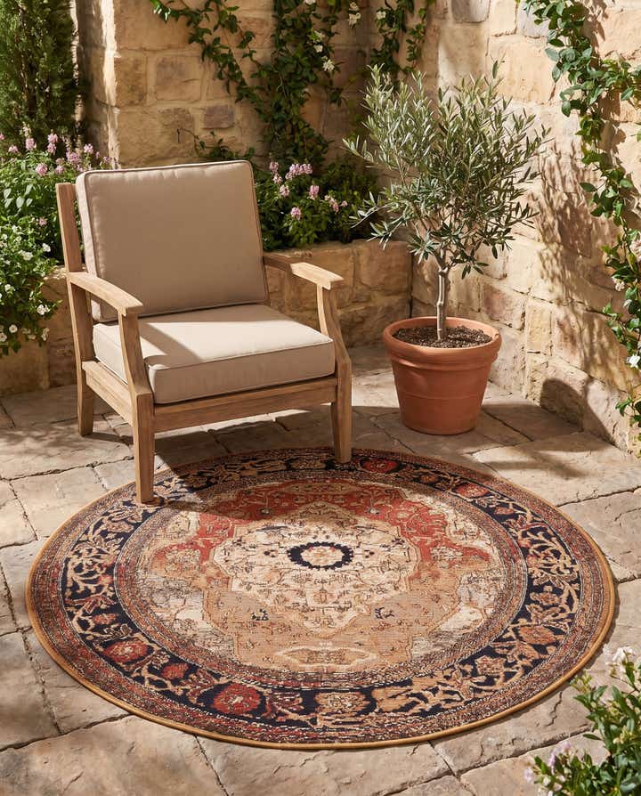 125cm x 125cm Leicht zu reinigen Traditional Innen- / Aussenbereich Rund Teppich