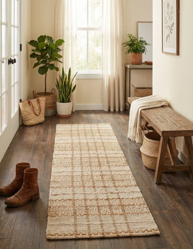 Detail image of 2' x 6' 1  Hand Braided Laurel Handwoven Jute Runner Rug