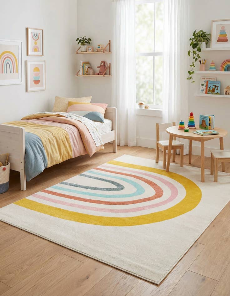 Detail image of 7' 10 x 10' Rainbow Whimsy Kids Rug