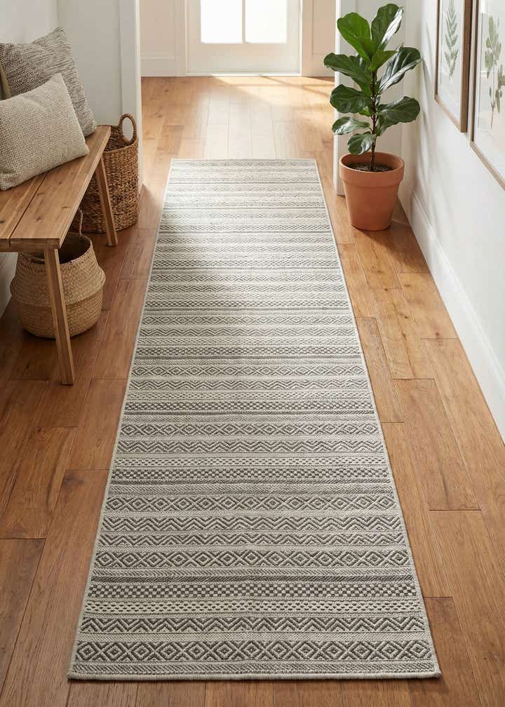 2' 7 x 12' Easy-Clean Striped Indoor / Outdoor Runner Rug