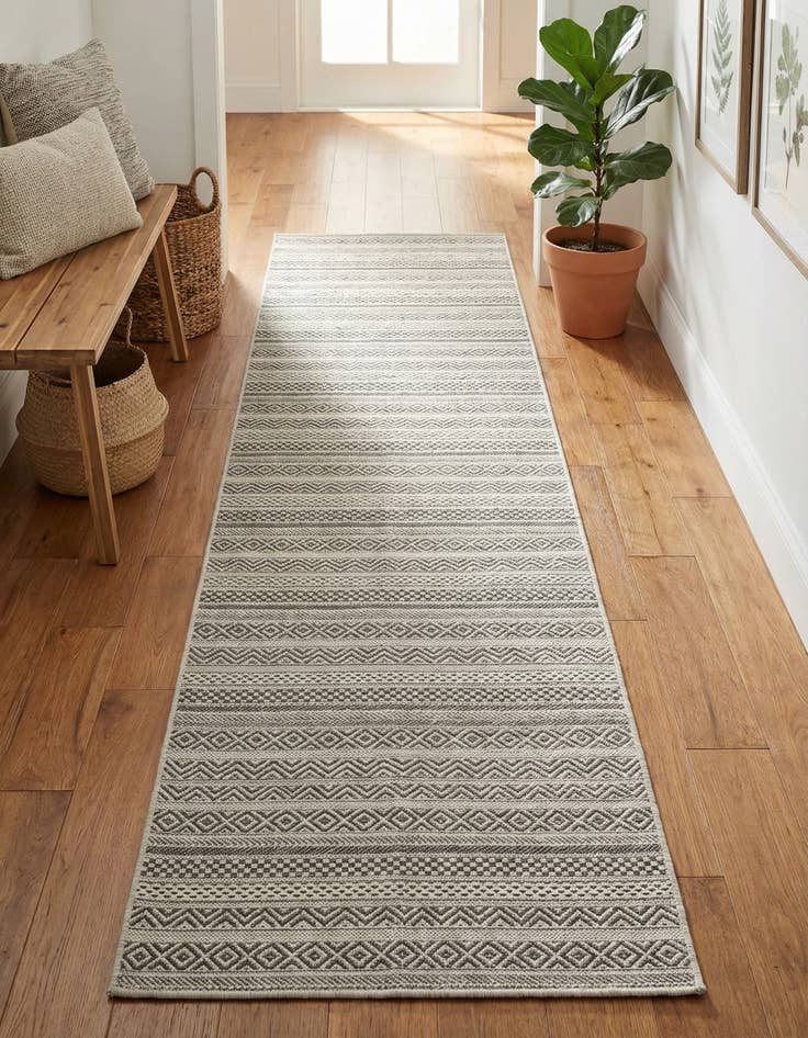 Detail image of 2' 7 x 12' Easy-Clean Striped Indoor / Outdoor Runner Rug