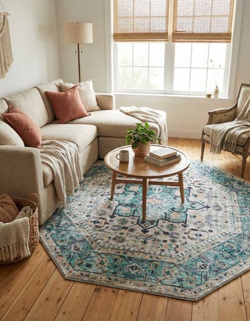 5' x 5' Washable Yara Octagon Rug