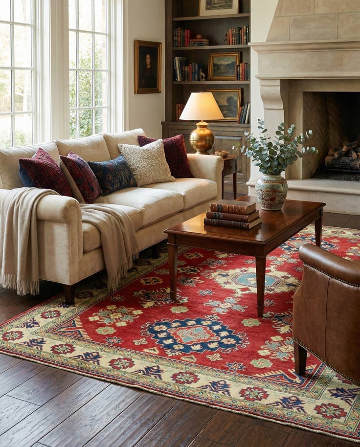 Detail image of 6' 8 x 9' 8 Hand Knotted Kazak Rug