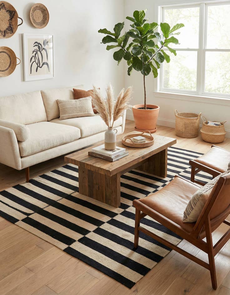 Detail image of 4' 2 x 6'  Hand Woven Kilim Modern Wool Rug