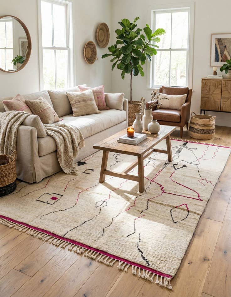 Detail image of  8' 2 x 10' 7  Hand Knotted Moroccan Wool Rug