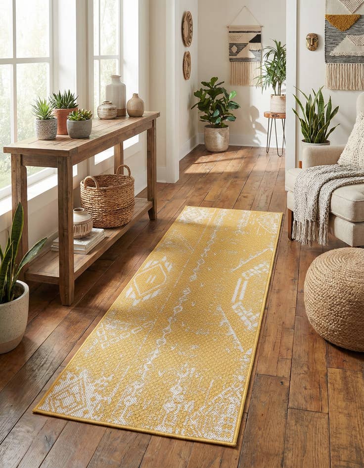 Detail image of 2' x 5' 3  Washable Bohemian Indoor / Outdoor Runner Rug