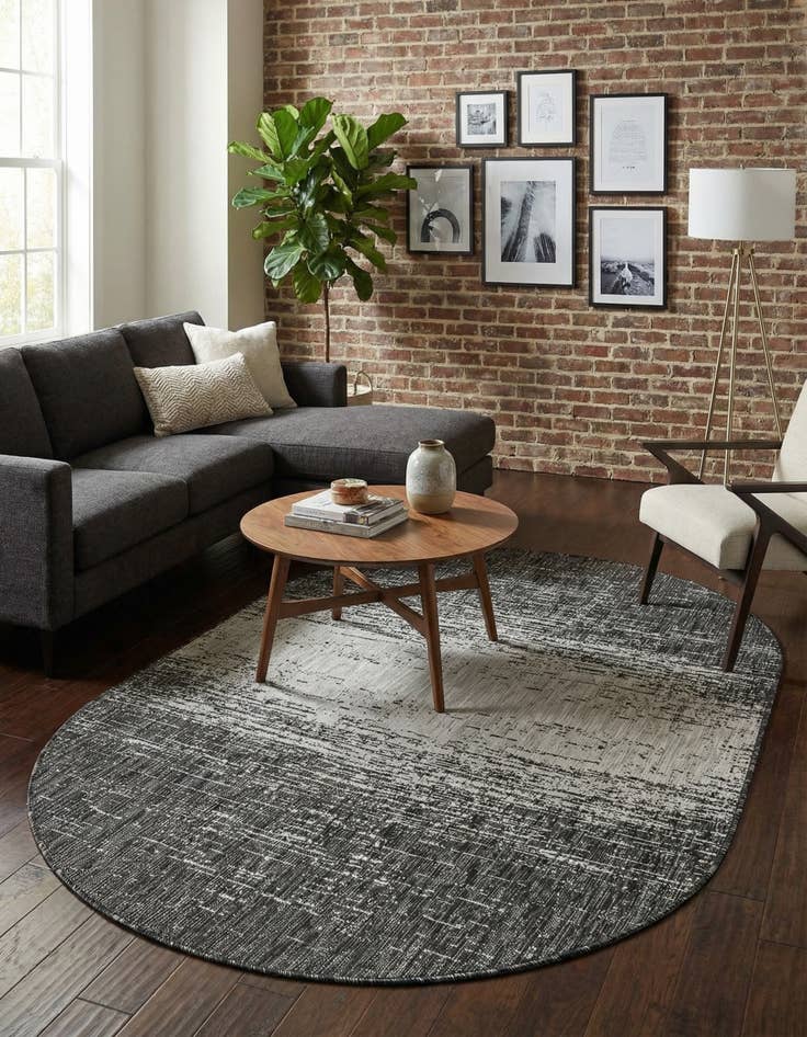 Detail image of 5' 3 x 8'  Washable Modern Indoor / Outdoor Oval Rug