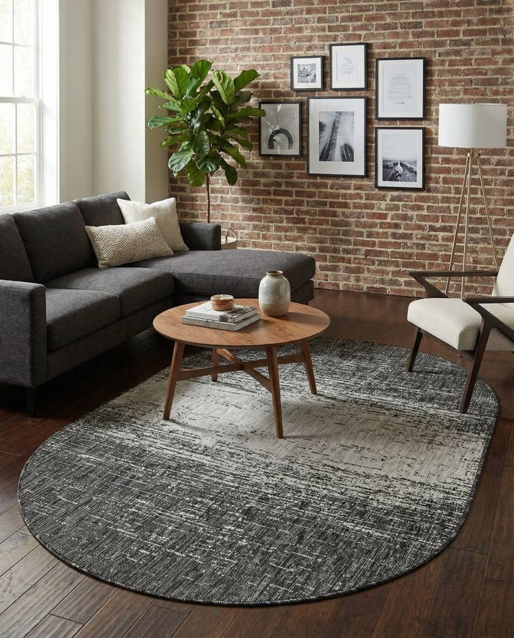 Detail image of 5' 3 x 8' Easy-Clean Modern Indoor / Outdoor Oval Rug