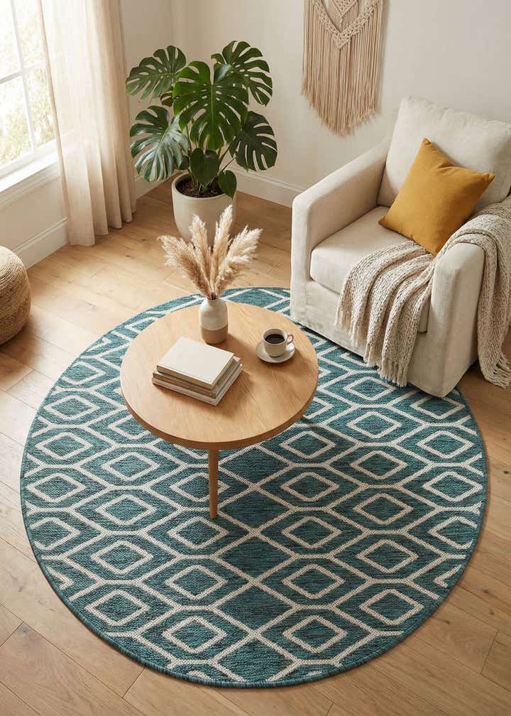 4' x 4' Easy-Clean Jill Zarin Turks and Caicos Indoor / Outdoor Round Rug