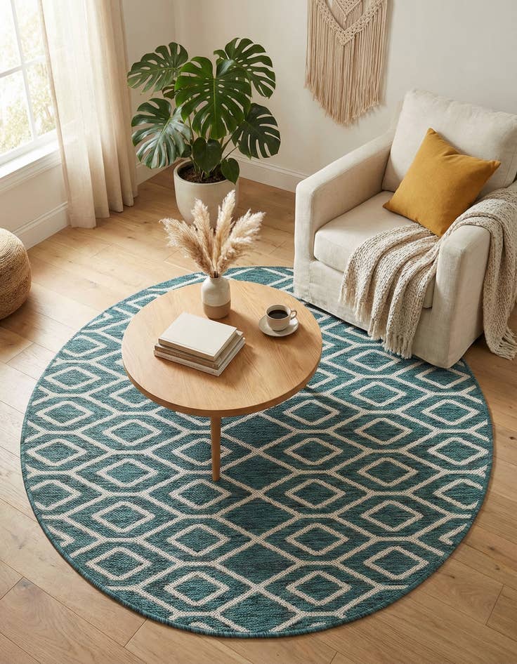 Detail image of 4' x 4' Easy-Clean Jill Zarin Turks and Caicos Indoor / Outdoor Round Rug