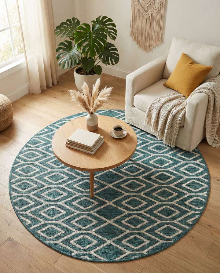 4' x 4' Easy-Clean Jill Zarin Turks and Caicos Indoor / Outdoor Round Rug