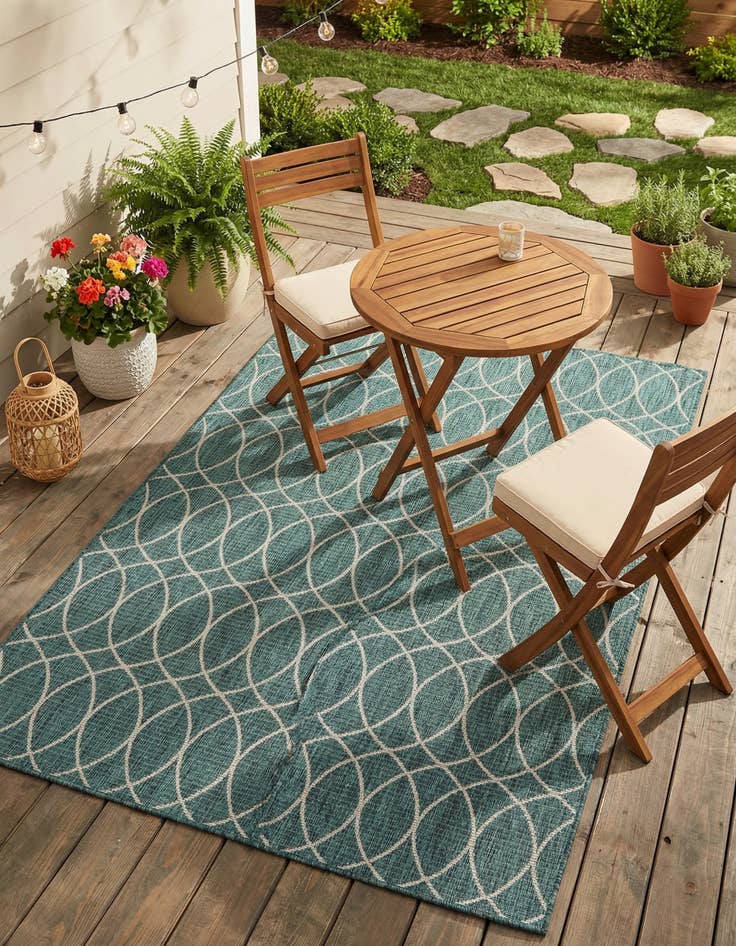 Detail image of  5' 3 x 7' 10  Washable Lattice Indoor / Outdoor Rug