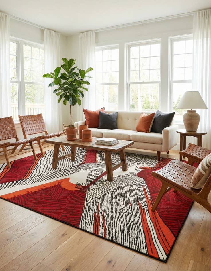 Detail image of 8' x 10' Easy-Clean Modern Indoor / Outdoor Rug