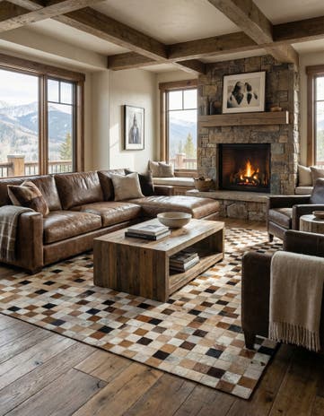 8' x 9' 10 Cowhide Leather Rug