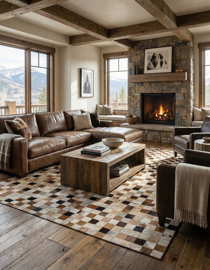 Detail image of  8' x 9' 10 Cowhide Leather Rug