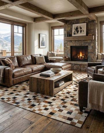 8' x 9' 10 Cowhide Leather Rug