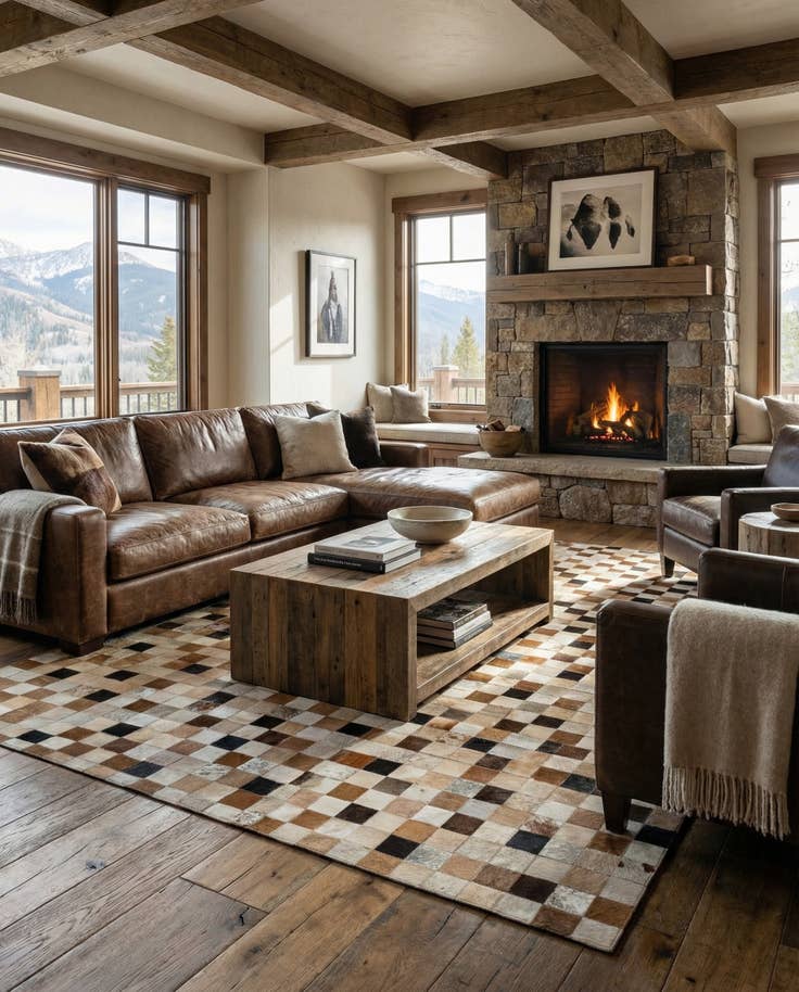 Detail image of 8' x 9' 10 Cowhide Leather Rug