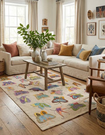 4' 2 x 5' 10 Hand Woven Kilim Suzani Wool Rug