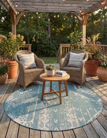 7' 10 x 7' 10 Easy-Clean Bohemian Indoor / Outdoor Round Rug
