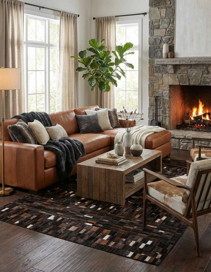 Detail image of 5' x 7' 11 Cowhide - Patchwork Rug