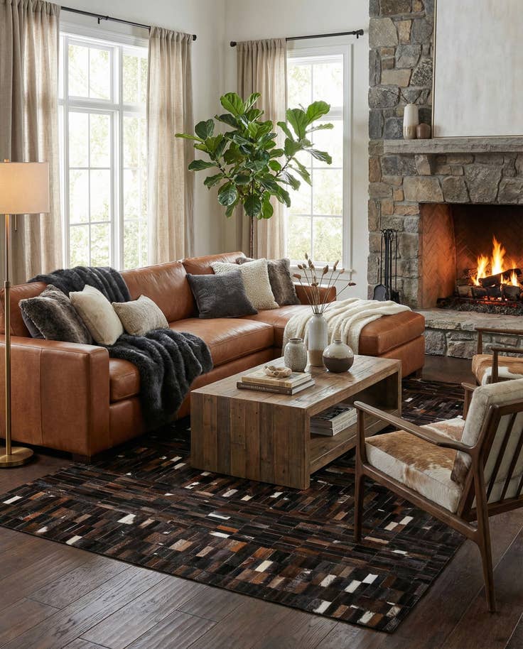 Detail image of 5' x 7' 11 Cowhide - Patchwork Rug
