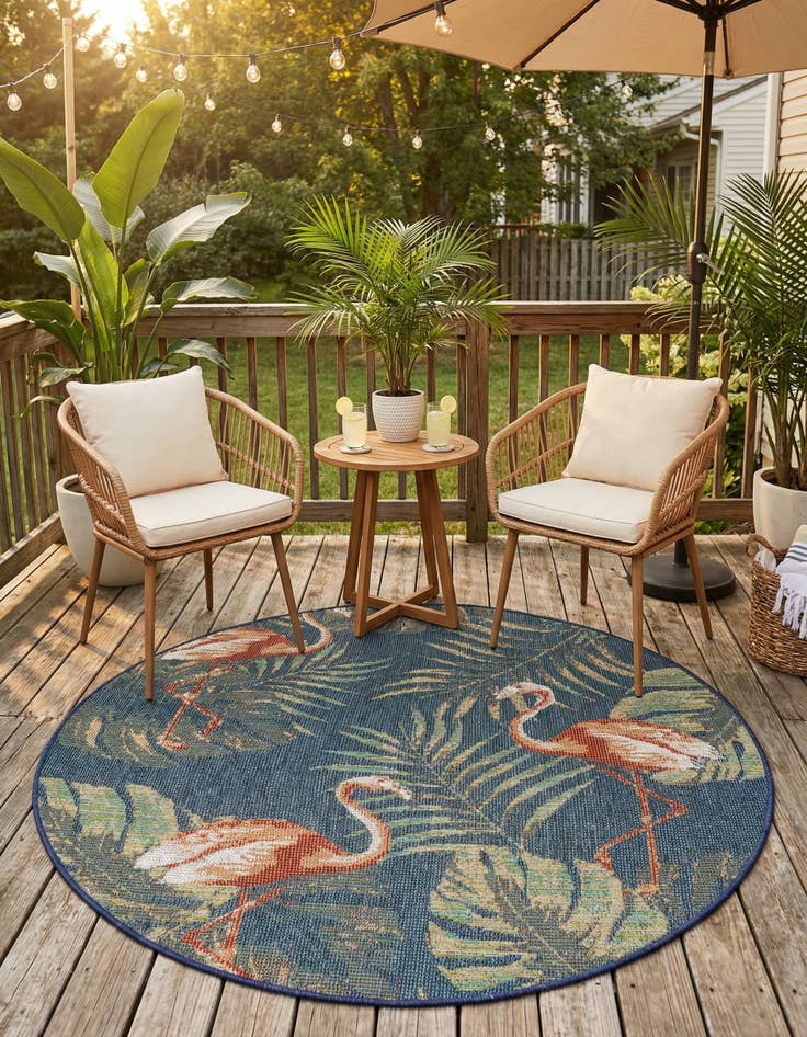 Detail image of 5' 3 x 5' 3  Washable Baja Indoor / Outdoor Round Rug