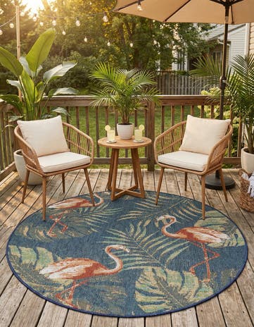 5' 3 x 5' 3 Easy-Clean Baja Indoor / Outdoor Round Rug