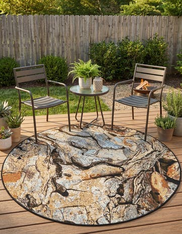 Easy-Clean Modern Indoor / Outdoor Round Rug