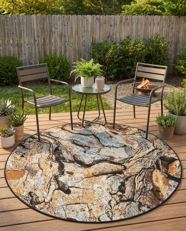 5' x 5' Easy-Clean Modern Indoor / Outdoor Round Rug