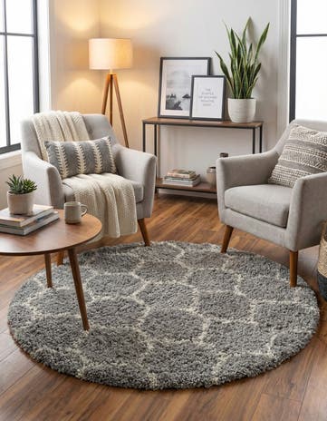 5' 3 x 5' 3 Lattice Shag Round Rug
