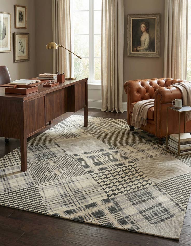 Detail image of  8' 1 x 9' 11  Hand Knotted Modern Manshu Wool Rug