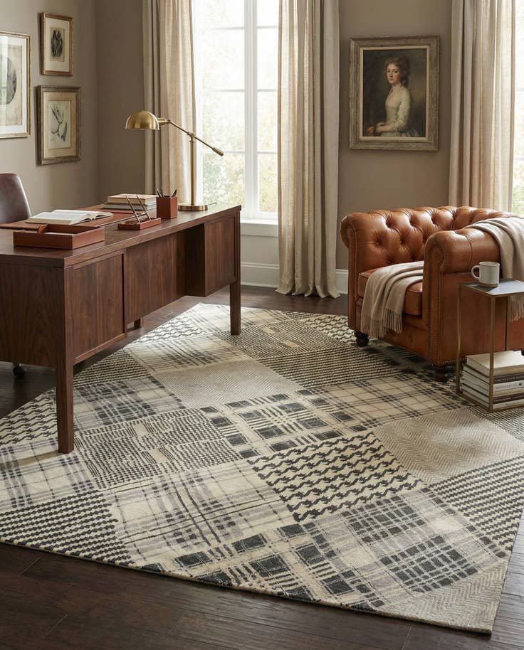 Detail image of 8' 1 x 9' 11 Hand Knotted Modern Manshu Wool Rug