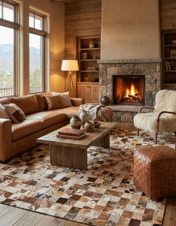 8' x 9' 10 Cowhide Leather Rug