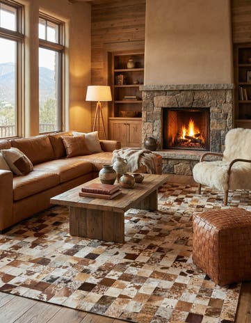 8' x 9' 10 Cowhide Leather Rug