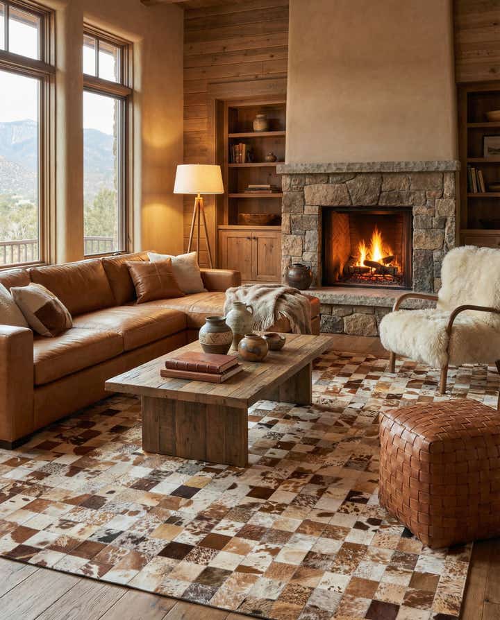 8' x 9' 10 Cowhide Leather Rug