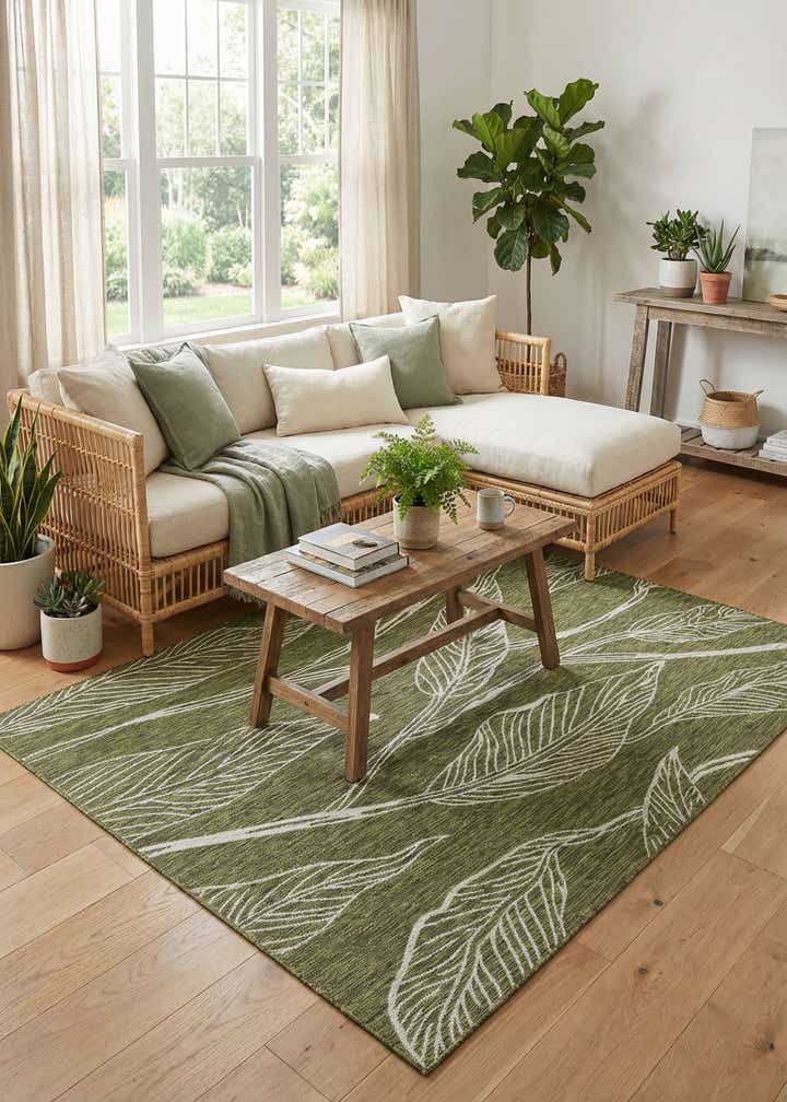 7' x 10' Easy-Clean Botanical Indoor / Outdoor Rug