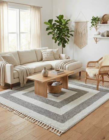 Gray Boho Square Rug