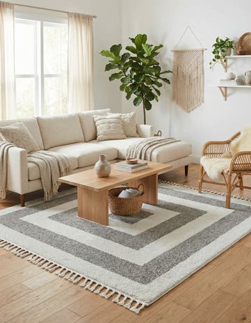 Gray Boho Square Rug