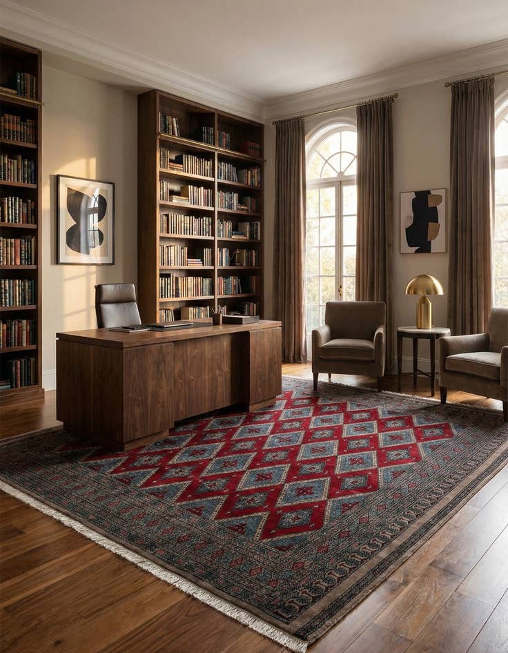 Detail image of 5' 7 x 6' 3 Hand Knotted Bokhara Oriental Wool Square Rug