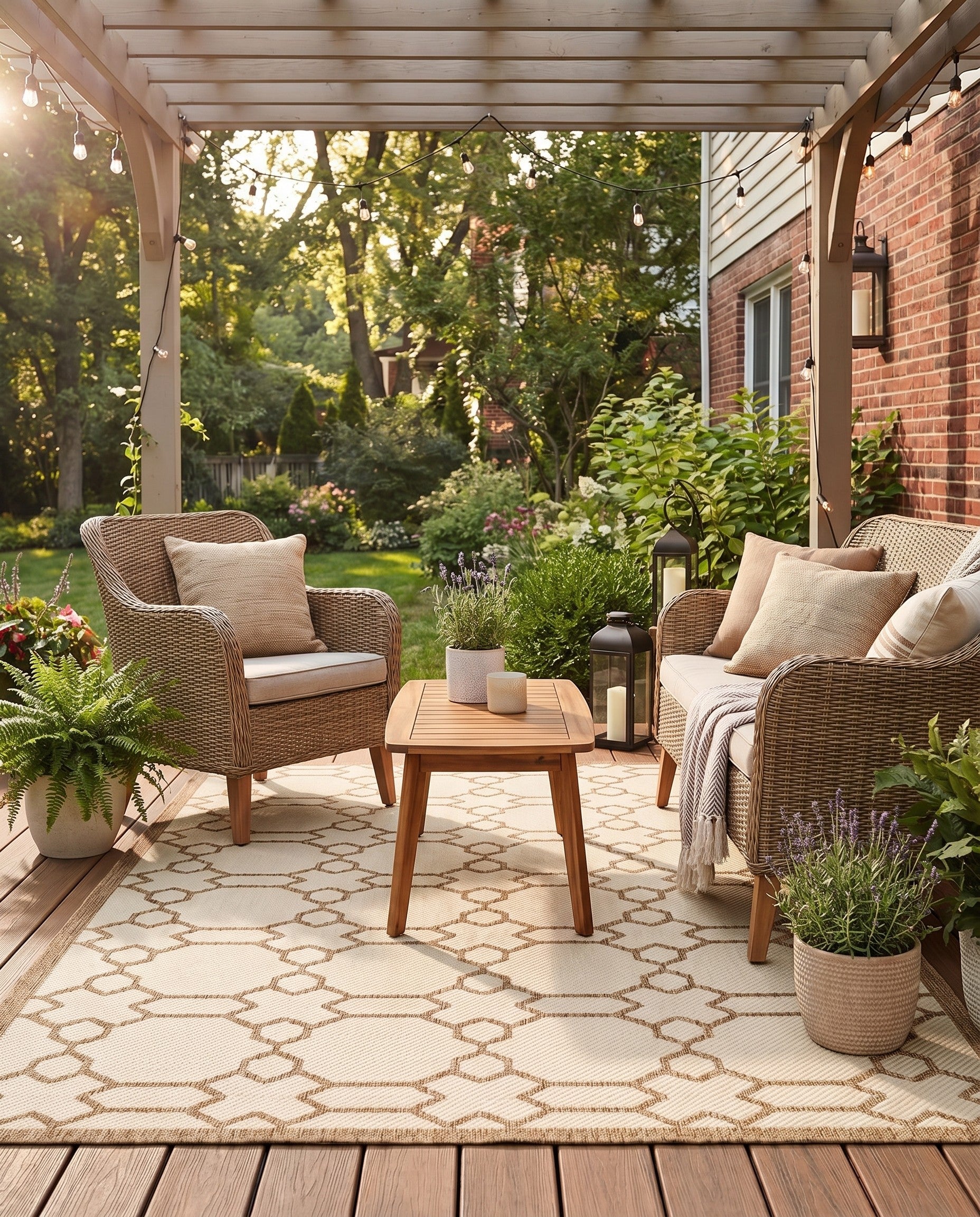 6' x 9' Easy-Clean Lattice Indoor / Outdoor Rug