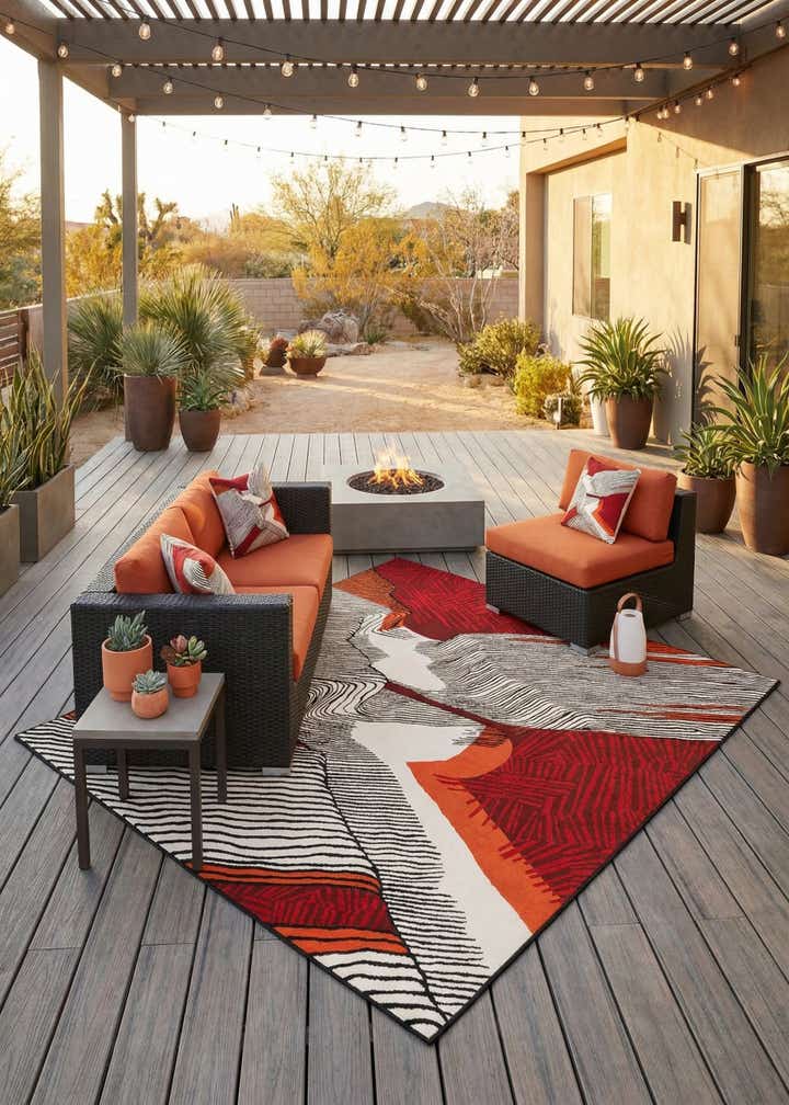 8' x 8' Easy-Clean Modern Indoor / Outdoor Square Rug